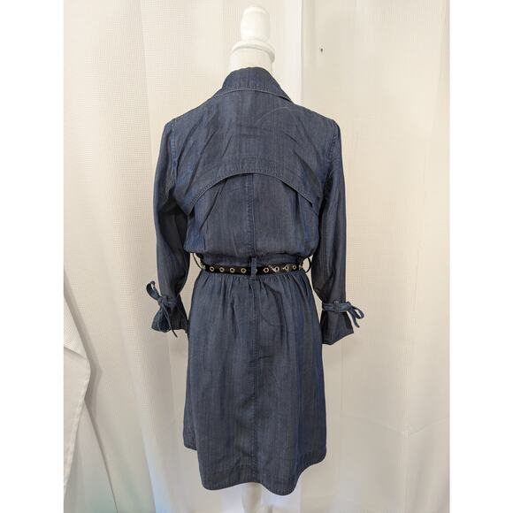 BANANA REPUBLIC! MEGA DETAILED BLUE DENIM TIE WAIST BELTED DRESS, SHIFT! SZ 2 - Picture 5 of 10